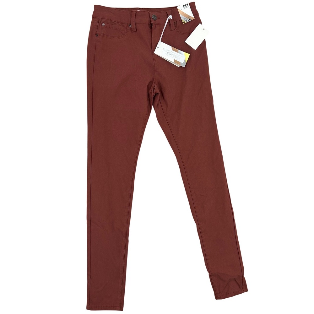YMI Jeans Womens Mid Rise Skinny Pants Redwood Brown Size Large NWT